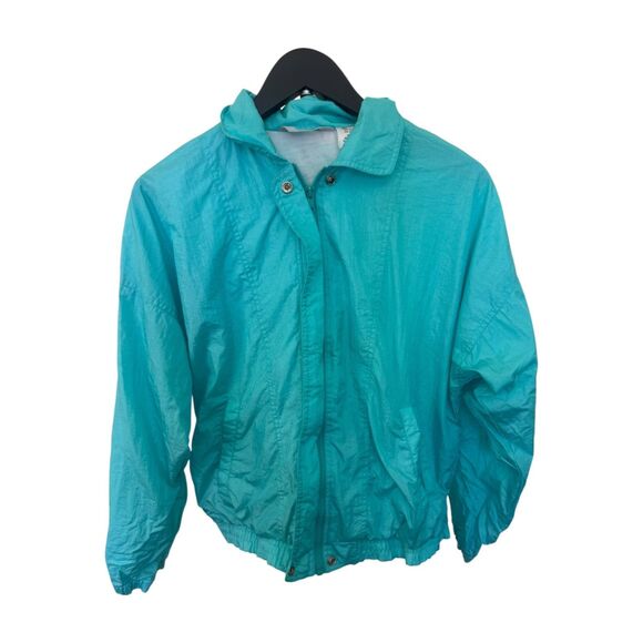 Blair Jackets & Blazers - Vintage 80s 90s Blair Teal Nylon Windbreaker Jacket Lightweight Bomber Size Med